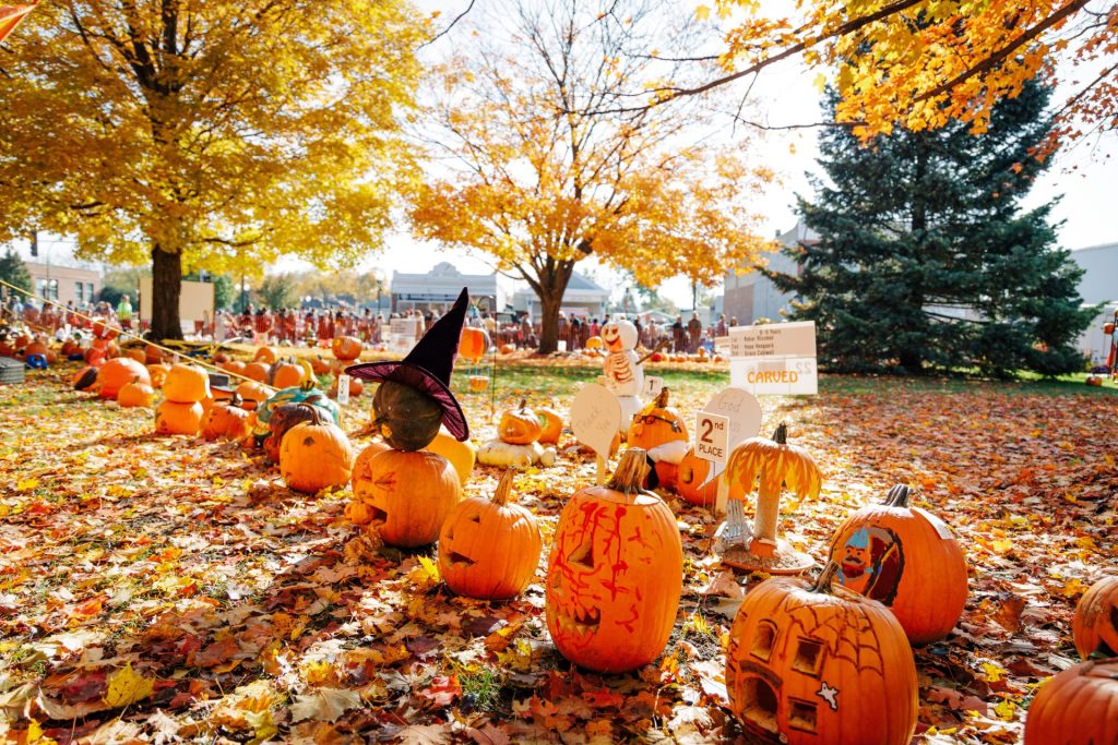 Sycamore Pumpkin Fest pumpkin display in downtown Sycamore, IL